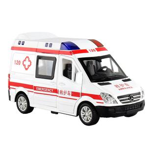 儿童奔驰120救护车仿真合金小汽车模型声光急救车玩具车新年礼物