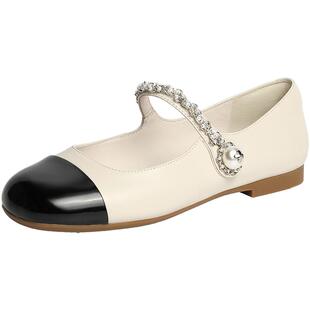 百丽小香风玛丽珍鞋秋季女鞋平底鞋新款小银鞋单鞋BL202CQ3