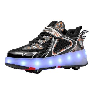 儿童暴走鞋轮滑板鞋女孩飞行鞋可走路带轱辘可收缩男童变形爆走鞋