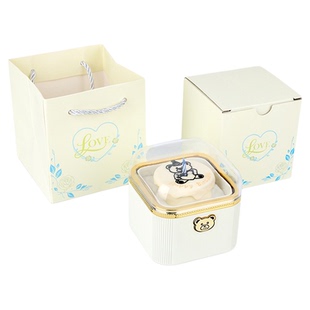 情人节小熊蛋糕戒指盒惊喜翻转盒子蜡烛旋转盒生日礼物创意礼盒