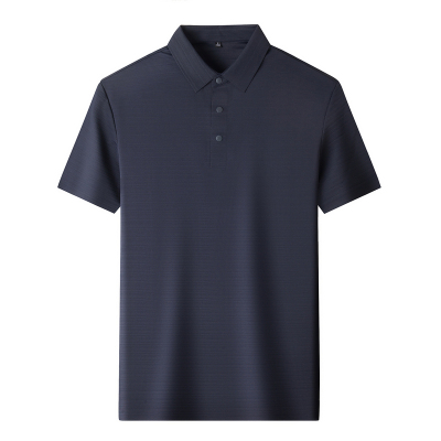 皮尔卡丹短袖T恤男夏季新款无痕休闲商务纯色翻领暗条纹速干上衣