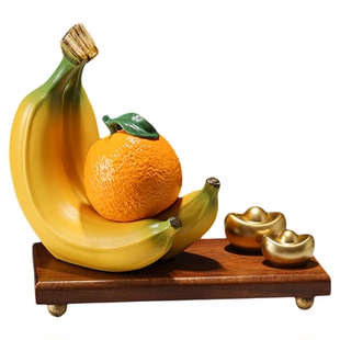 中式开业祝福礼物成交橙蕉好意头伴手礼办公桌陶瓷摆件装饰品摆设