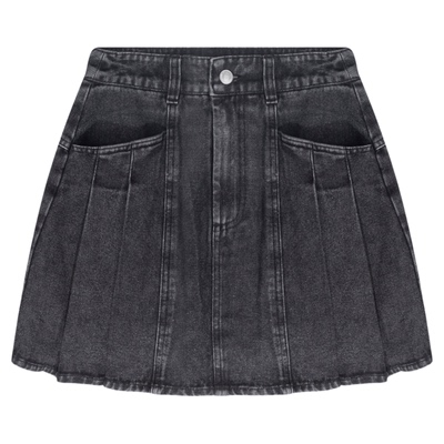 Heatherich半身裙女2025夏季新款甜酷打褶小个子牛仔短裙490988