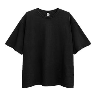 MRA纯黑白色300G重磅二本针短袖内搭素色宽松高质量T恤打底衫男夏