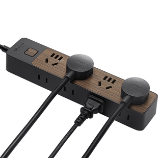 公牛多孔插座面板电源延长线插头转换器家用办公创意木纹拖接线板