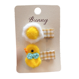 宝宝小黄鸭荷包蛋包布发夹儿童不伤发卡通发卡婴幼儿可爱头饰发饰