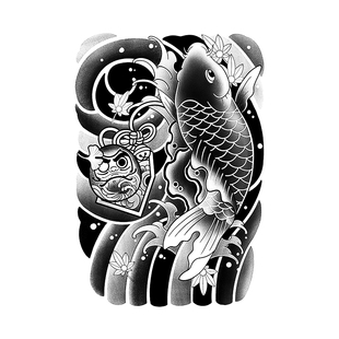 樱花臂草本纹身贴防水男持久仿真刺青不反光腿部般若锦鲤日式传统