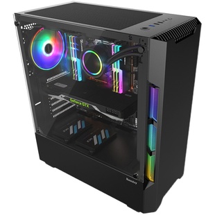 航嘉 GX580H电脑机箱台式机matx玻璃侧透白色水冷MINI办公小机箱