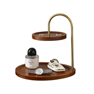 中古风钥匙收纳玄关装饰品摆件入户进门口鞋柜置物架桌面实木托盘