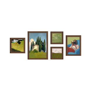 法式中古风沙发背景墙挂画高级感客厅装饰画餐厅组合壁画复古油画