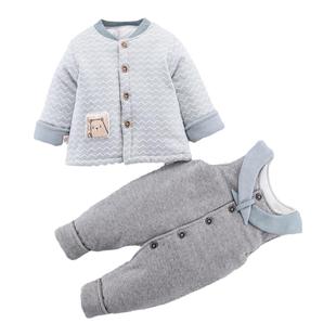 小数点童装儿童套装加棉衣棉开档裤冬款男女宝宝保暖背带套装外套