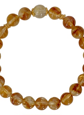 OkFineyard【财财】天然黄塔晶手串女金发晶招财水晶串珠小众手链