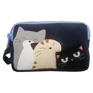 kine猫三只猫卡通三层拉链手机包原创可爱手拿收纳布包小众包包女