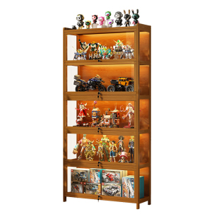 手办展示柜带锁带灯模型玩具透明礼品防尘储物架子收纳亚克力玻璃