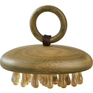 初心绿檀木指环经络梳头部按摩梳子全身疏通神器便携式小梳子经络