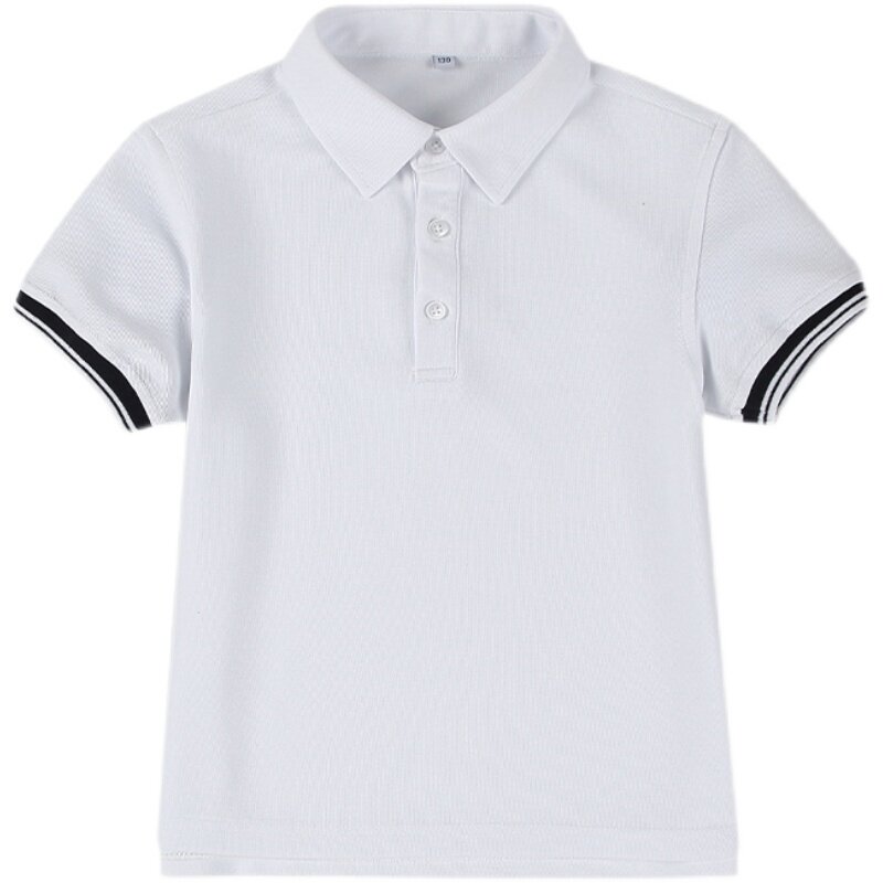 男童t恤短袖儿童polo衫小学生纯色大童白色体恤翻领男女童装校服