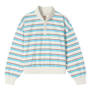 Levi's李维斯26年秋季新款女士美式复古休闲条纹POLO领卫衣