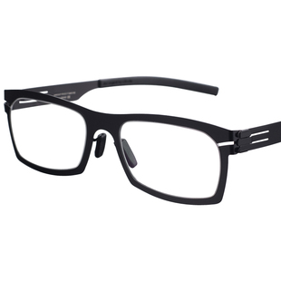 眼镜框男近视配镜无螺丝金属全框粗黑色银色URB变色防蓝光镜片