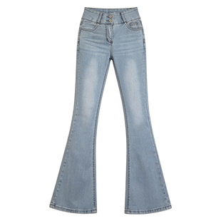 李李服饰加绒高腰排扣丰胯牛仔裤女2026冬季显瘦显腿长喇叭裤