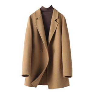 双面羊毛大衣女常规西装领修身气质羊毛呢子春秋新款高端毛呢外套