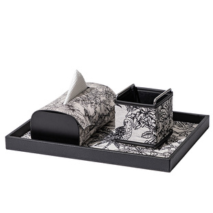 ideaco高级感纸巾盒艺术感客厅法式提花桌面餐巾纸盒装饰抽纸盒