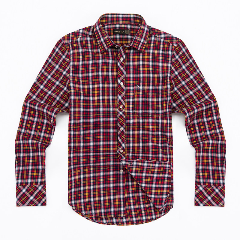 富绅秋冬厚款法拉绒衬衫商务休闲磨毛格子中年爸爸装纯棉衬衣