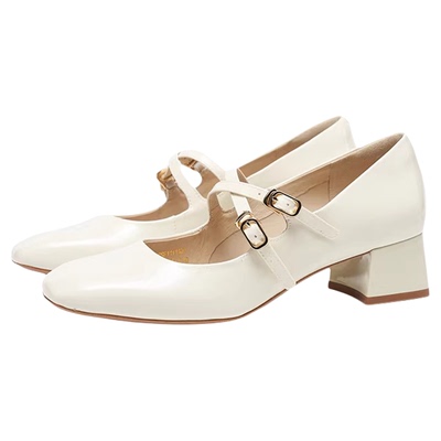 星期六银色玛丽珍鞋女春季气质粗跟温柔舒适单鞋百搭SSE1111107