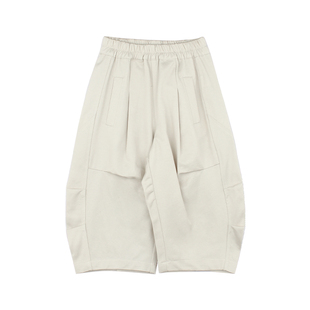 大耳象女童打褶纯色休闲裤2026春季新款宝儿弯刀百搭宽松长裤子