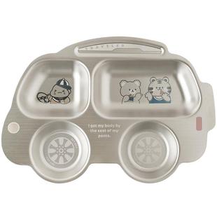 川岛屋儿童餐盘304不锈钢分格饭盘子食品级防摔幼儿园男宝宝餐具