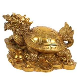 纯黄铜龙龟摆件八卦龟母子龙龟家居办公室中式工艺饰品招龙头龟