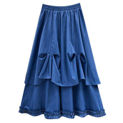 巨好看！不规则褶皱花苞蓬蓬半裙