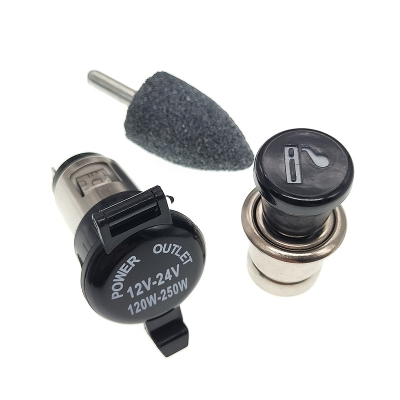 12V24V通用汽车摩托车载点烟器总成电源插座底母座改装可点火取电