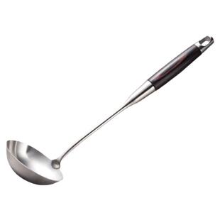 实木柄304不锈钢大汤勺家用炒菜锅勺子厨房长柄盛汤粥稀饭炒勺