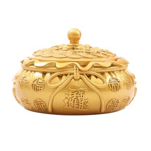 黄铜钱袋百福烟灰缸中式家用客厅防灰飞轻奢高档创意个性潮流大号