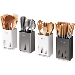 厨房家用筷笼篓沥水免打孔筷子筒墙上台面勺子收纳盒壁挂式置物架