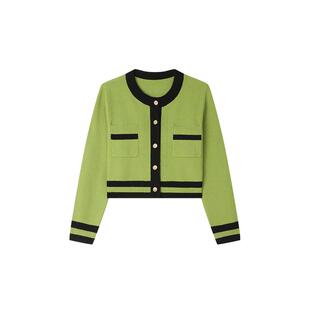 白鹿语小香气质温柔风短外套秋冬新款圆领长袖针织衫毛衣女