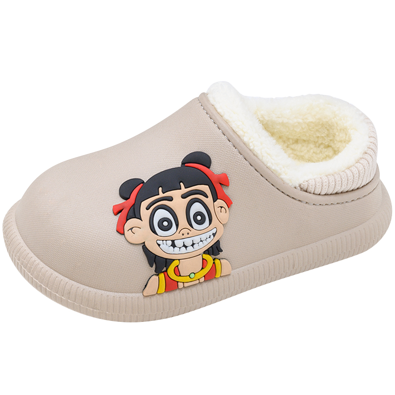 儿童哪吒棉拖鞋包跟冬新款男女宝宝居家外穿软底加绒保暖防水棉鞋