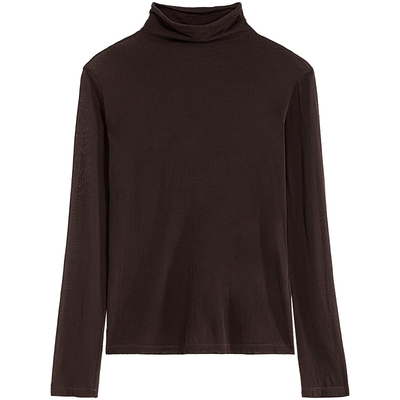 EXCEPTION例外女装2025冬季新品桑蚕丝混纺透气修身H型高领针织衫