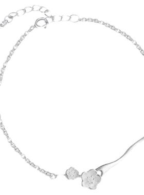 s925纯银女手链桃花夏花朵文艺