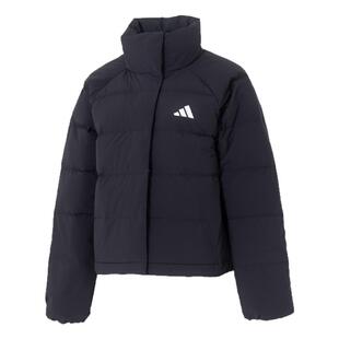 阿迪达斯排骨羽绒服女装2026春季新款运动服黑色鸭绒立领保暖外套