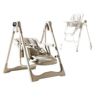 婧麒2025新宝宝餐椅多功能可折叠坐躺电动摇椅家用婴儿童餐桌座椅