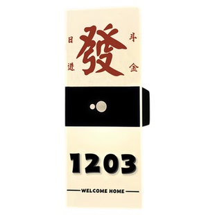 线条小狗立体入户号码门牌创意定制发光走廊感应灯牌充电立体轻奢