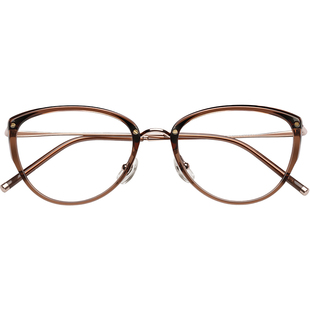 乐申超轻纯钛细框猫眼近视眼镜框女可配度数高级感方圆脸专业配镜