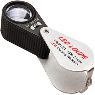 珠宝放大镜30倍防滑包胶带10倍USB充电高清珠宝文玩银元鉴定矿石