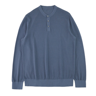 儒雅绅士 高支长绒棉珠地纹理 春季百搭男士亨利领针织衫 DAZ694