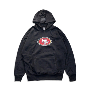 高克重！美潮街头休闲橄榄球旧金山49人刺绣宽松廓形落肩连帽卫衣
