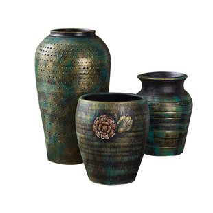 清仓花盆陶罐浮雕花高端绿植盆栽复古侘寂风多肉植物摆件创意大号