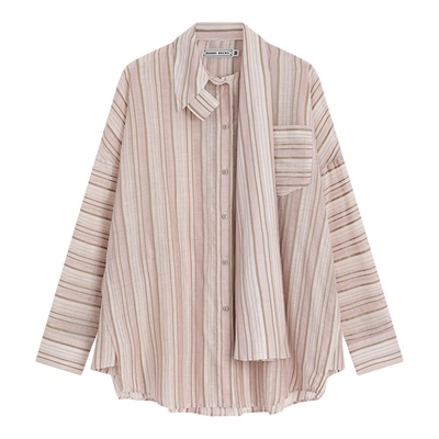 春日画卷桑蚕丝微透光泽衬衫