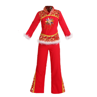 2025新款开门红秧歌舞蹈演出服女中老年广场舞腰鼓民族扇子舞服冬