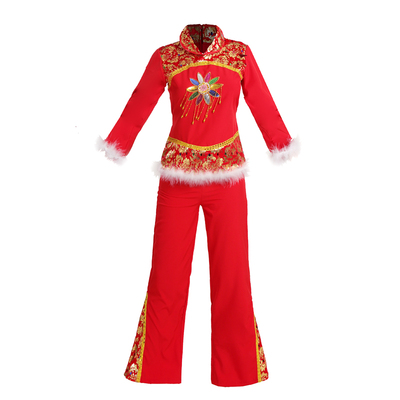新款开门红秧歌腰鼓扇子演出服